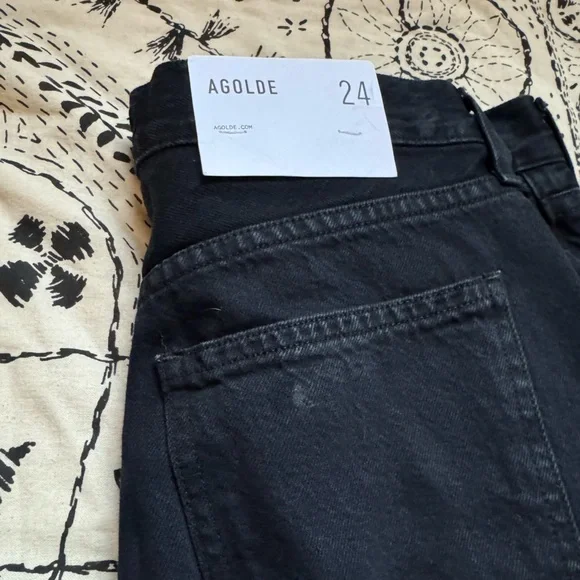 NWT Agolde Ellis Wide Leg Jeans in Crushed Black Size 24 - Picture 10 of 10